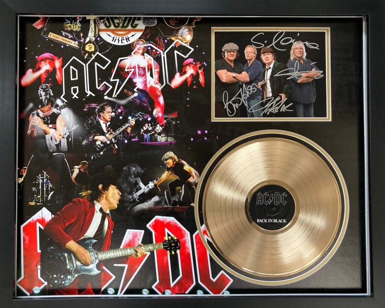 AC/DC Signed and Framed Gold Disc Display