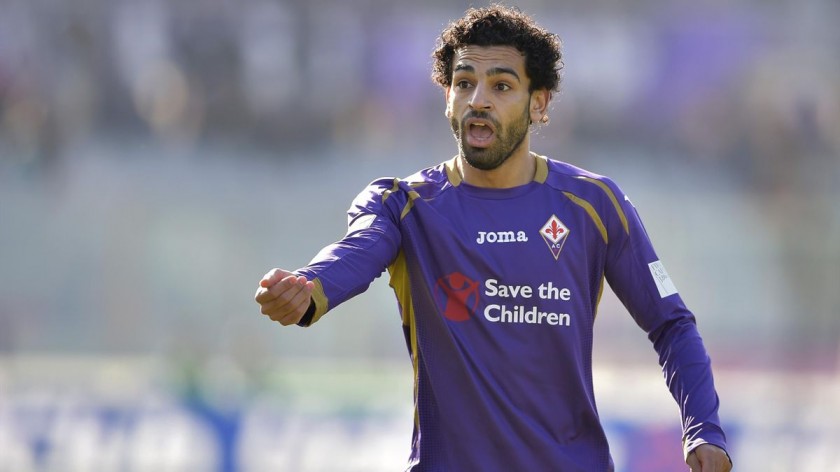 Salah's Match Worn and Signed Shirt, Fiorentina-Atalanta 2015