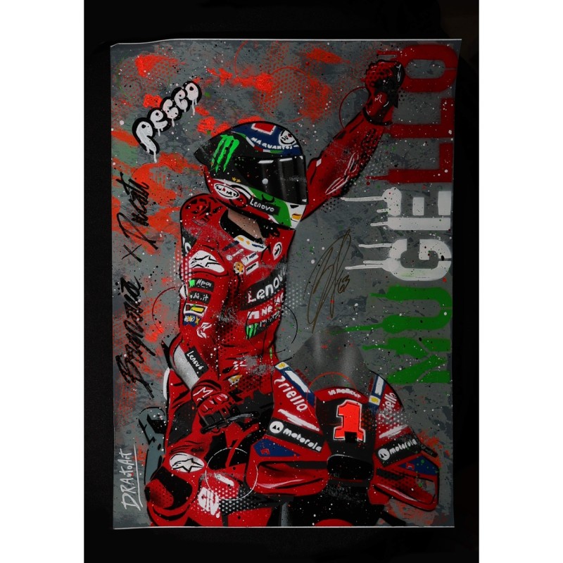 Opera d'arte di DR AutoArt - Firmata dal campione del mondo MotoGP™ 2023 Francesco 'Pecco' Bagnaia