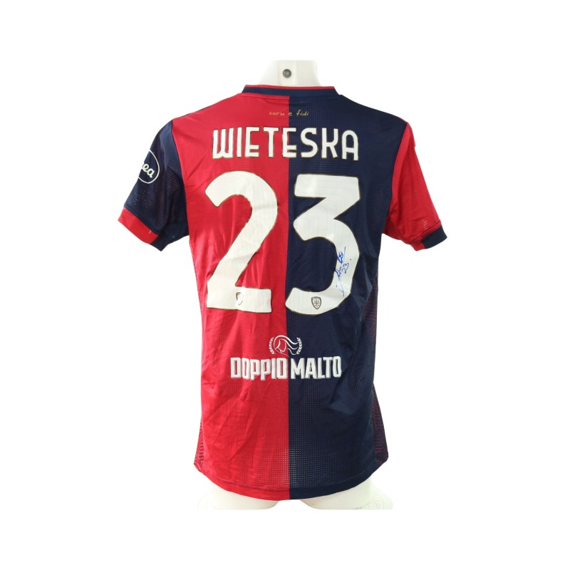 Wieteska's Signed Unwashed Shirt, Cagliari vs Milan 2024