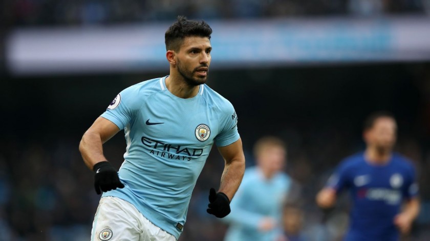 Aguero's Official Manchester City Signed Shirt, 2017/18