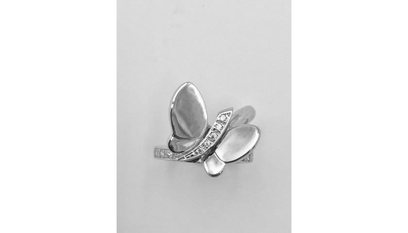 14KT White Gold Butterfly Diamond Ring