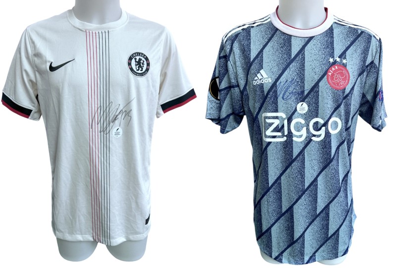 Collection of Two Chelsea and Ajax Replica Shirts - Signed by Moises Caicedo and Mika Godts