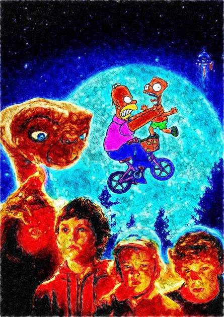 "Homer and Bart Simpson Vs E.T." NFT by John Efrem