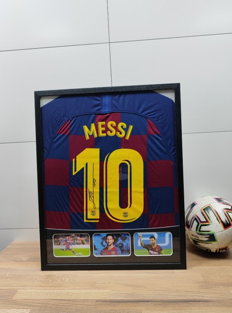 Messi's FC Barcelona Signed and Framed Shirt
