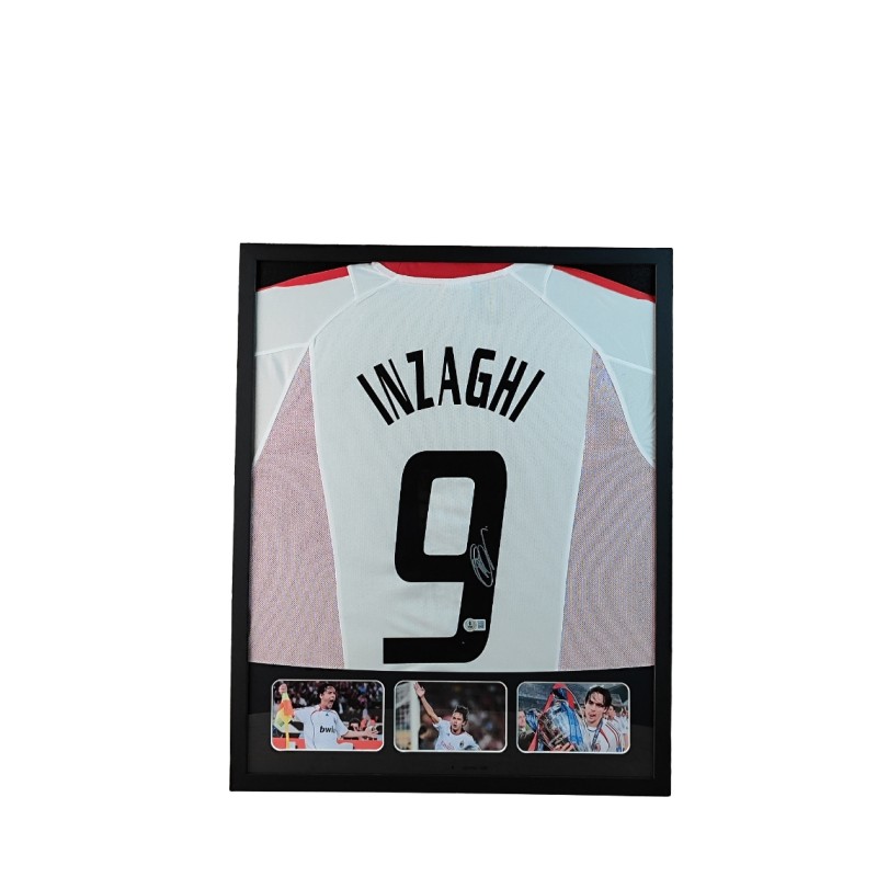 Inzaghi's AC Milan Signed Shirt in a Deluxe High-Quality Frame