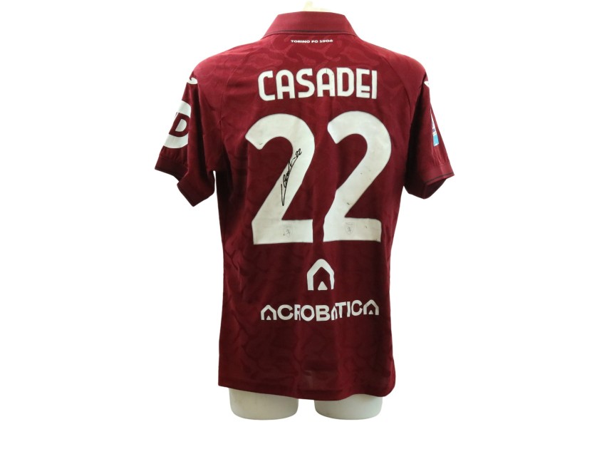 Casadei's Signed Unwashed Shirt, Torino vs Roma 2026