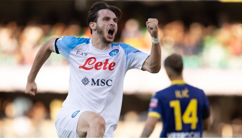 Kvaratskhelia's Napoli Signed Match-Issued Shirt, 2022/23