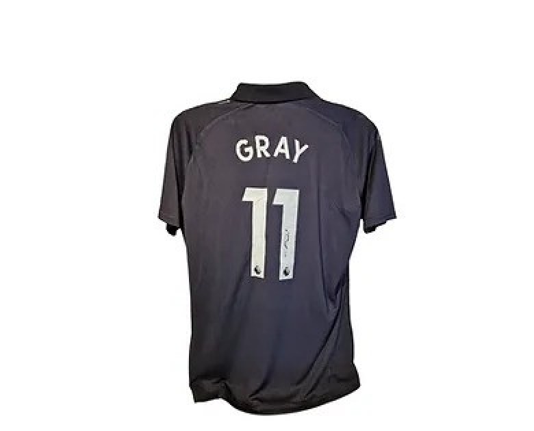 Maglia ufficiale da trasferta firmata da Demarai Gray per l'Everton 2021/22