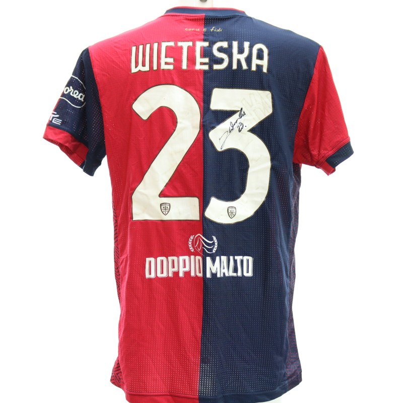 Wietska Signed Unwashed Shirt, Cagliari vs Carrarese Coppa Italia 2024