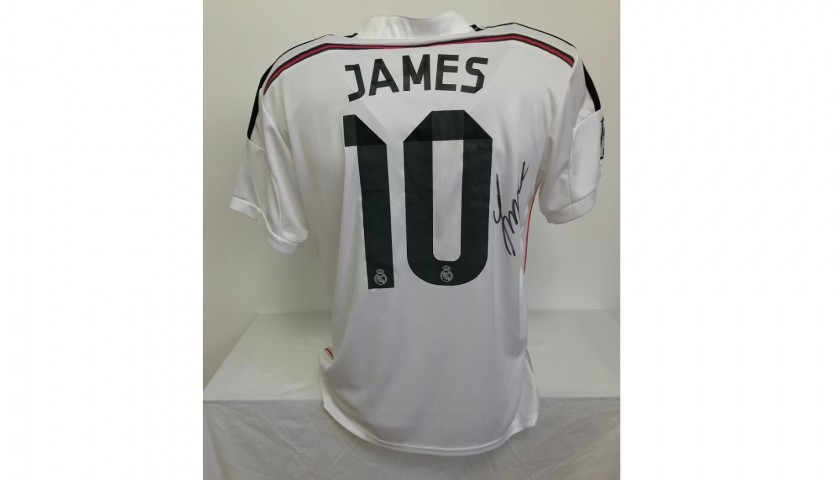James Rodriguez Real Madrid Autographed 2014-2015 White Adidas Jersey -  ICONS