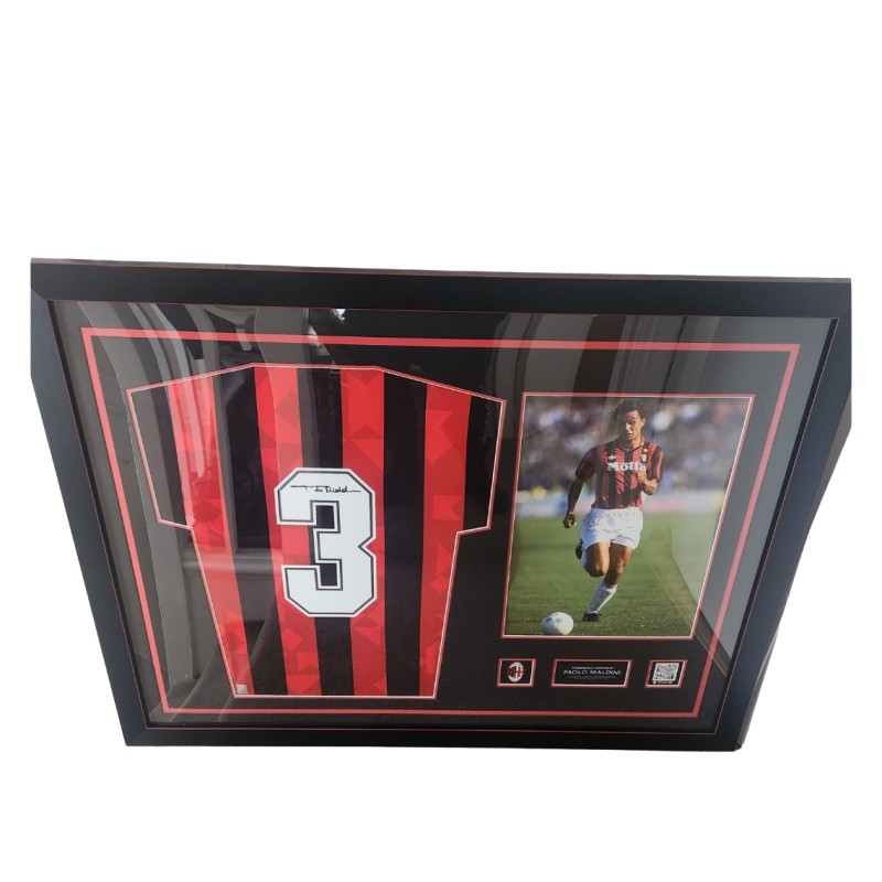 Maldini's 1994 Milan Signed and Framed Shirt