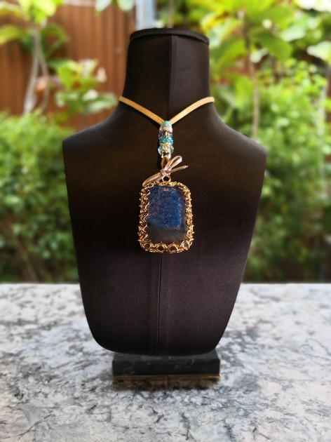 Agate Pendant by Valdeperlas - DARK BLUE