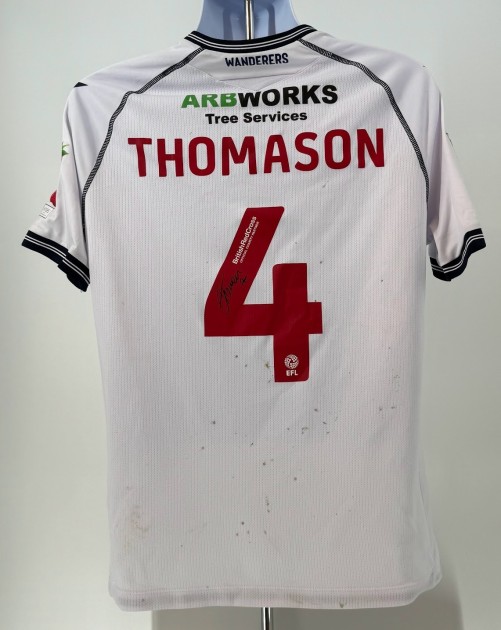 Maglia firmata di George Thomason del Bolton Wanderers indossata durante la partita