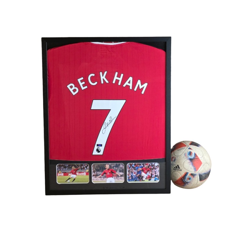Maglia Manchester United David Beckham in cornice deluxe di alta qualità - Autografata
