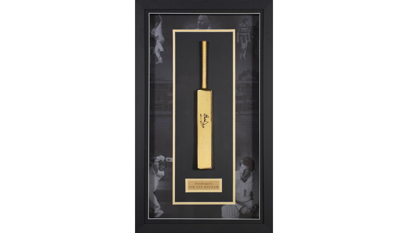 Ian Botham Signed Gold Bat Display