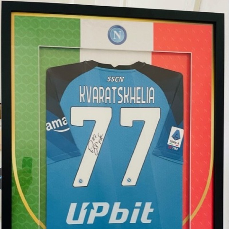 Kvaratskhelia's Limited Edition Napoli Signed and Framed Shirt, 2022/23 