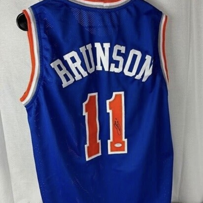 Jalen Brunson New York Knicks XL Blue Custom Signed Jersey