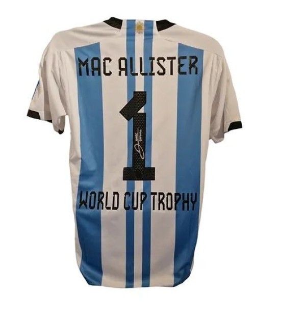 Maglia replica firmata di Alexis Mac Allister per i Mondiali di calcio Argentina 2022