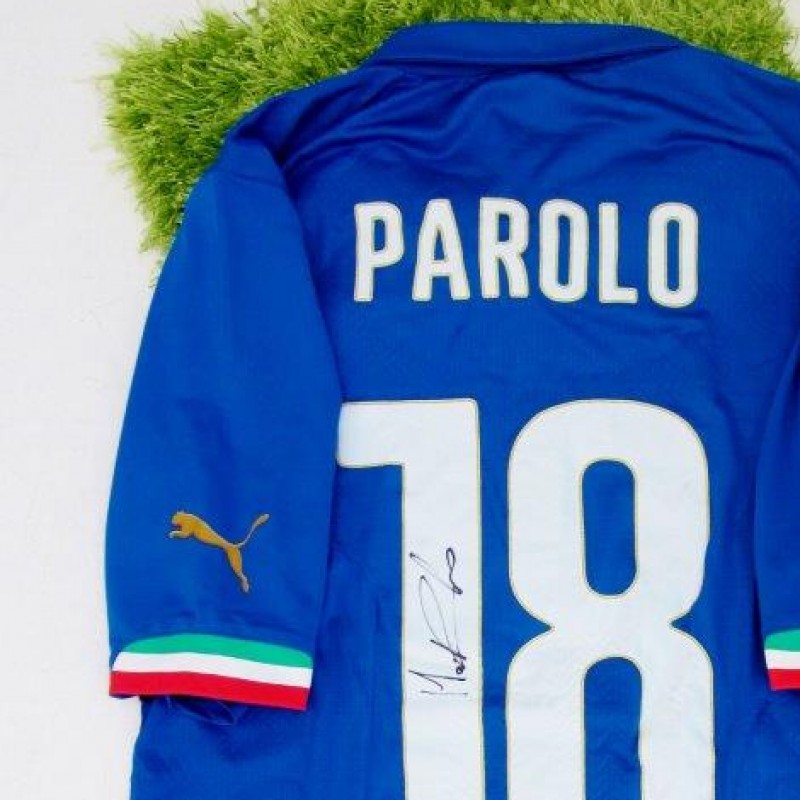 Parolo Italy official authentic shirt signed, Brazil 2014 - #celebriamolamaglia #vivoazzurro