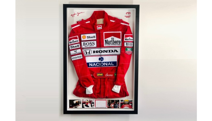 Ayrton Senna Signed Race Suit Display