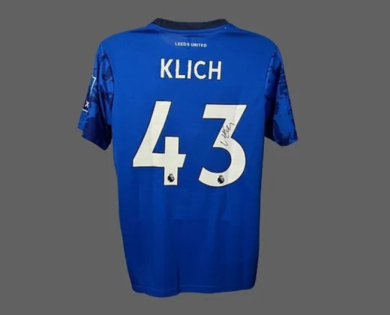 Maglia da trasferta del Leeds United 2022/23 firmata e incorniciata da Mateusz Klich
