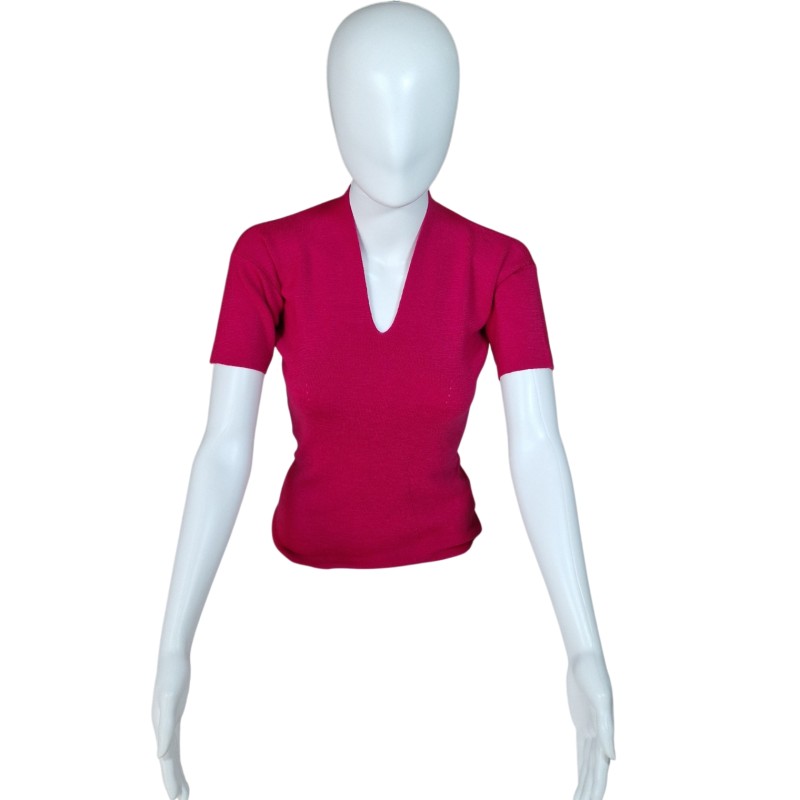 Antonio Marras – Hot Pink V-Neck Shirt in Virgin Wool