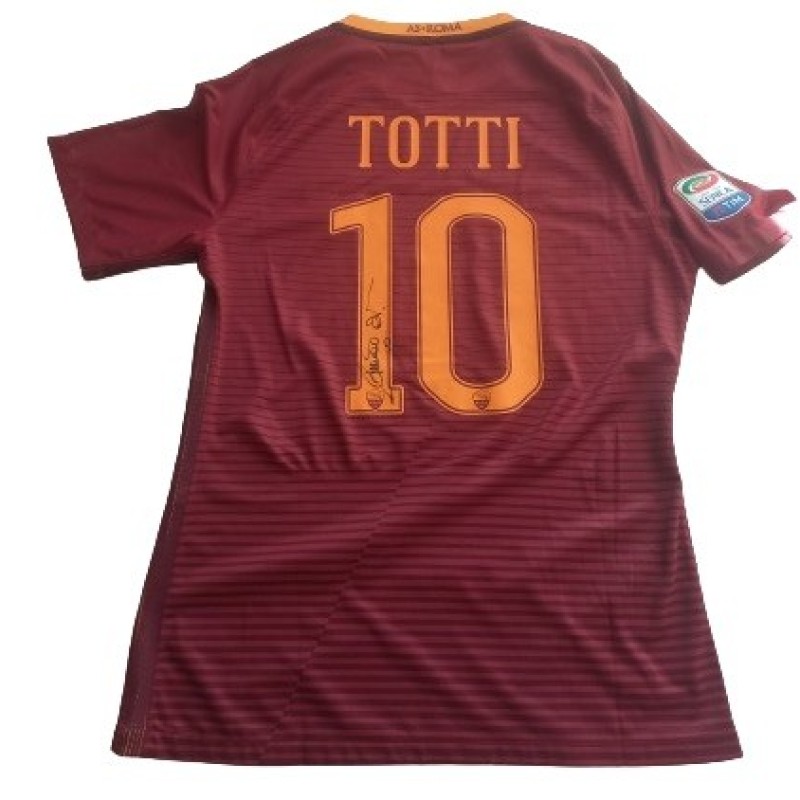 Totti's Match-Issued Signed Shirt, Juventus vs Roma 2016 - Sponsor "Telethon"