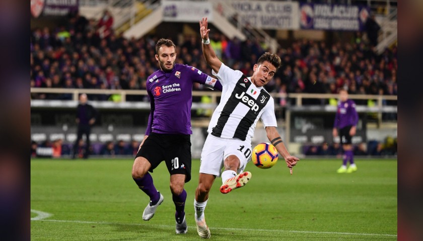 Pezzella's Worn Shirt with Special UNICEF Patch, Fiorentina-Juventus