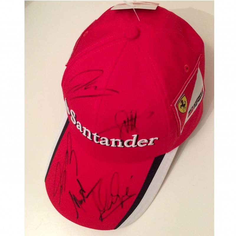 Official Ferrari Team Cap, signed by Vettel, Raikkonen and other Ferrari drivers and Team Principal