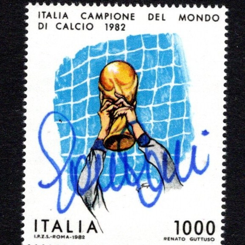 1,000 Lire 1982 Fifa World Cup - Stamp singed by Giovanni Galli