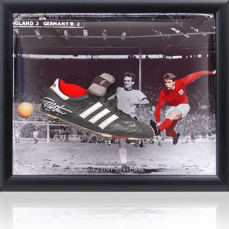 Sir Geoff Hurst Signed Football Boot Presentation