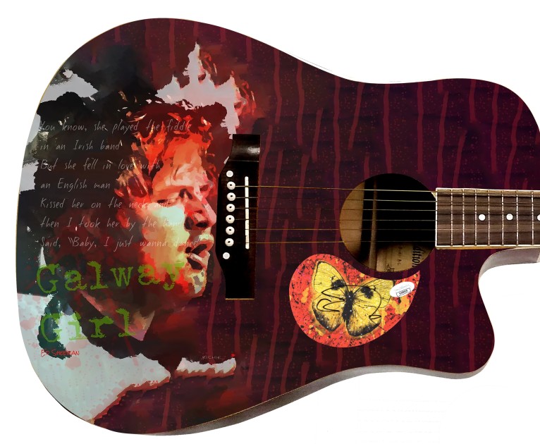 Ed Sheeran Signed Custom Graphics Guitar