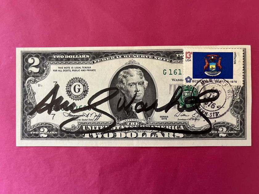 Andy Warhol Signed Two-Dollar Bill,1976