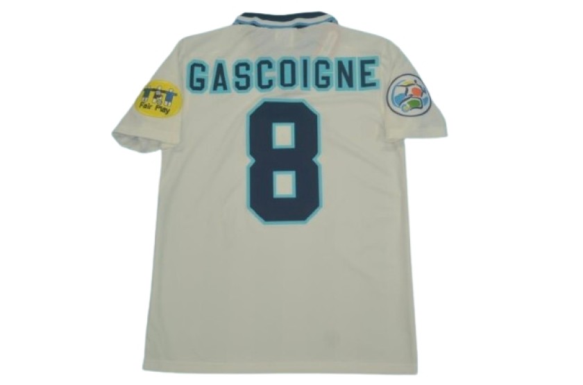 Paul Gascoigne's England Euro 1996 Shirt, Signed with Personalized Dedication
