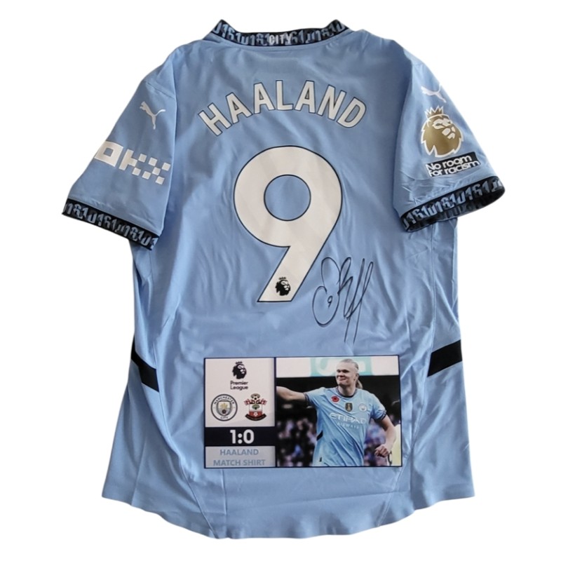 Haaland's Manchester City vs Southampton "Poppy" Signed Match-Issued Shirt, 2024