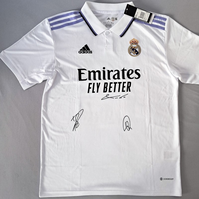 Luka Modric, Benzema and Vini Jr. Signed Real Madrid Replica Shirt