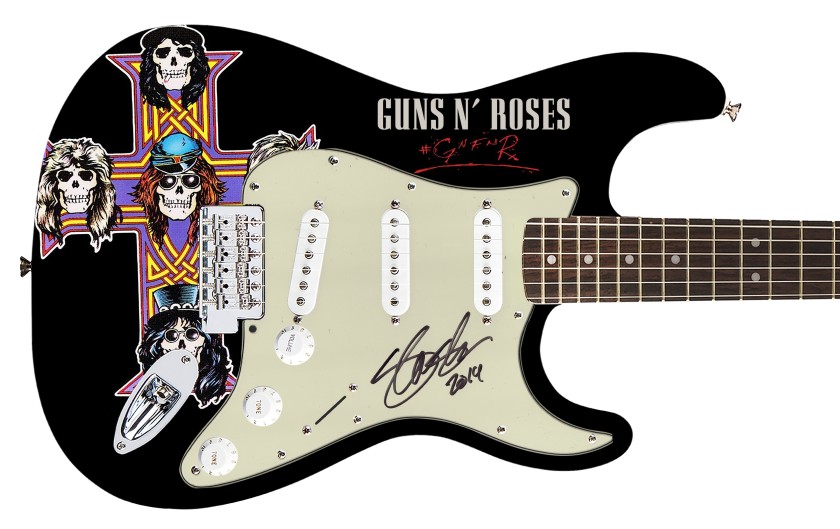 Battipenna chitarra Fender personalizzata Slash dei Guns N'Roses - Autografat