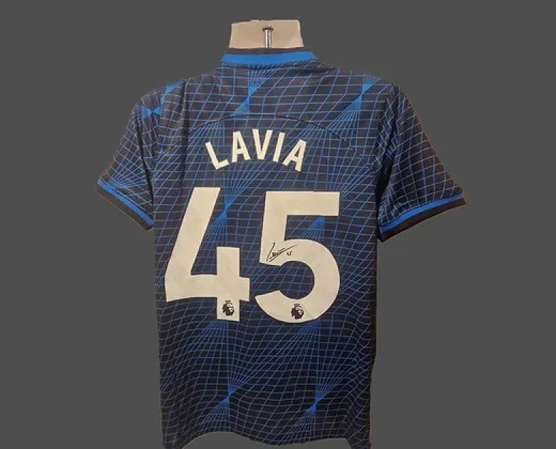 Roméo Lavia's Chelsea 2023/24 Signed and Framed Away Shirt