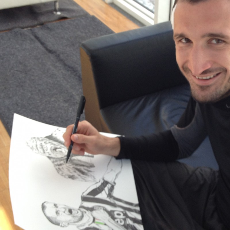 Giorgio Chiellini hand painted portrait, signed by the player