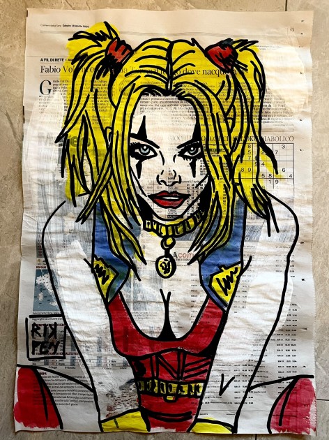 Harley Quinn – Unique Piece on Newspaper by RikPen