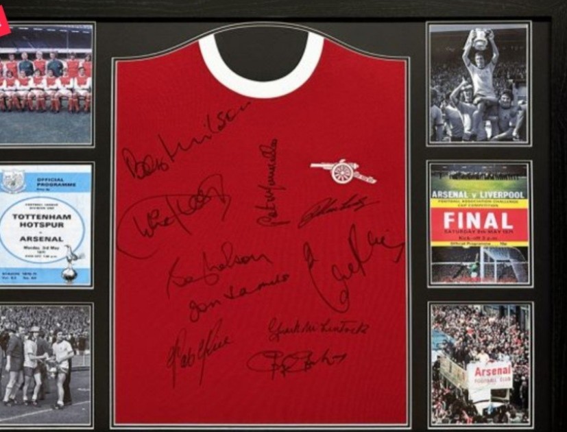 Arsenal 1971 The Double Winning Team Signed and Framed Shirt