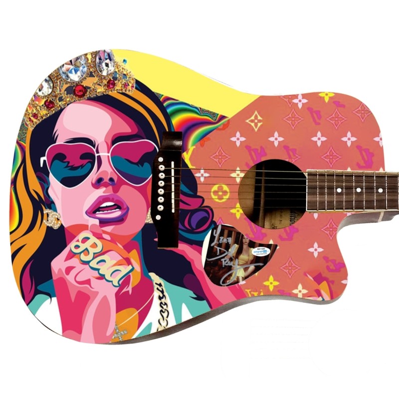 Lana Del Rey Signed Custom Graphics Guitar 