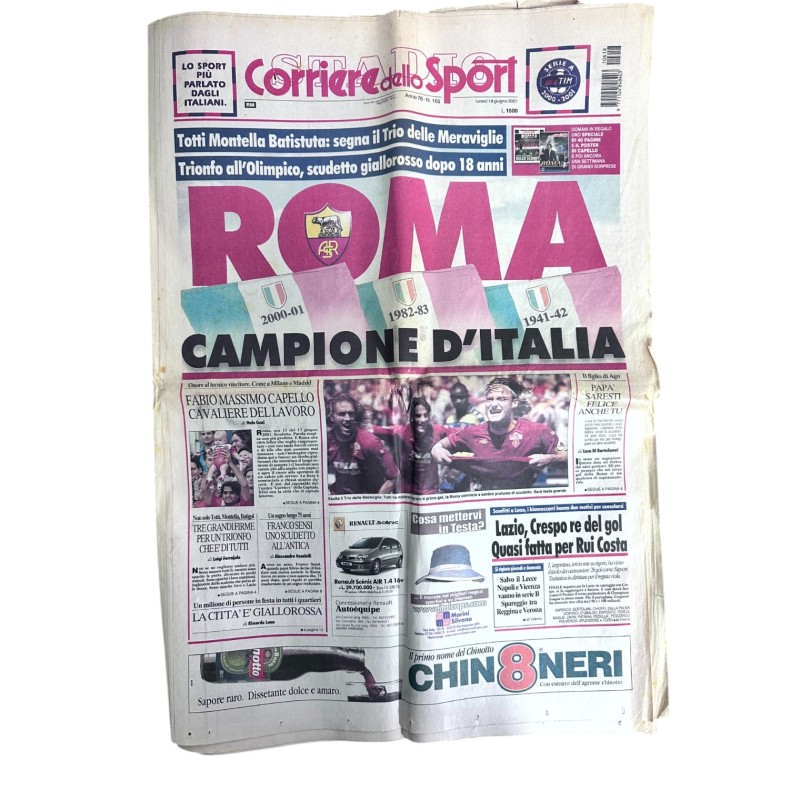 Corriere dello Sport Newspaper - The Day After Roma's Scudetto 2000/01 Win