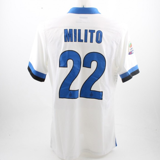 Milito Inter shirt, issued/worn Serie A 2013/2014
