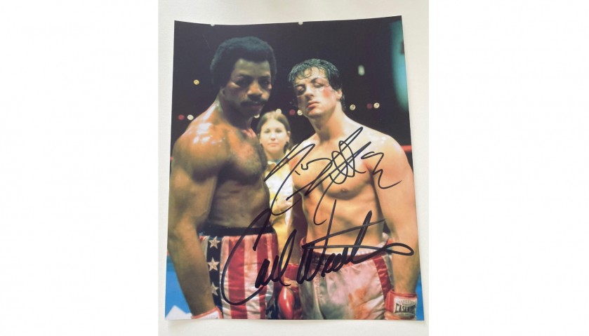 Photograph Signed by Sylvester Stallone and Carl Weathers