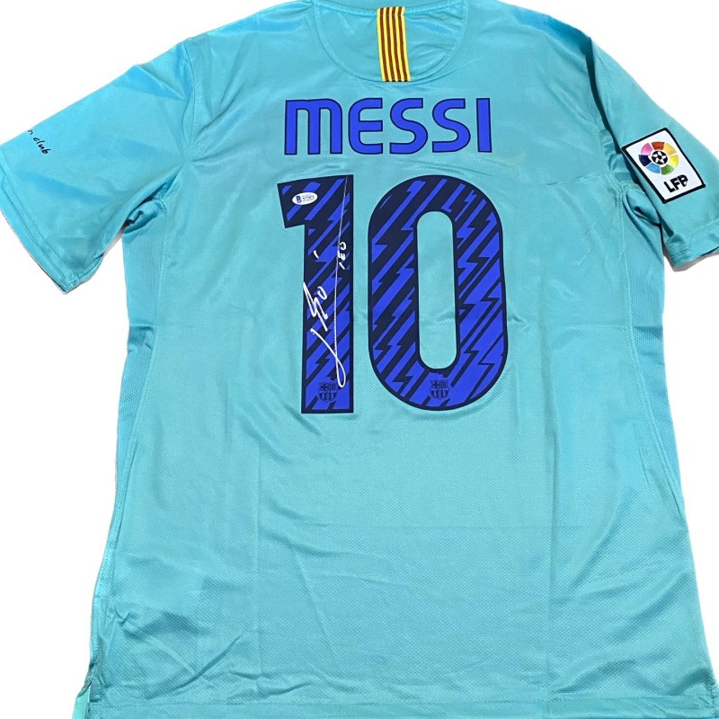 Messi's FC Barcelona 2010/11 Signed Replica Away Shirt