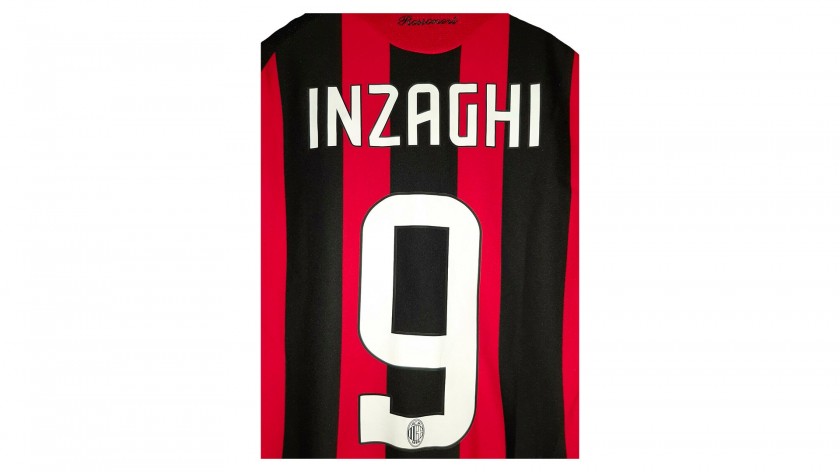 Inzaghi's AC Milan Shirt, 2008-2009, Signed with Personalized Dedication
