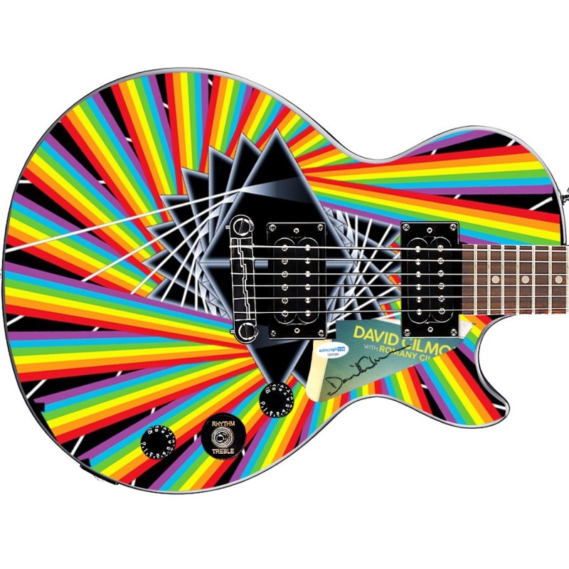David Gilmour of Pink Floyd Signed Custom Graphics Guitar