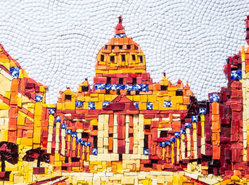 The Vatican mosaic by Genna Wise with enamels and Swarovski crystals 104x109 cm